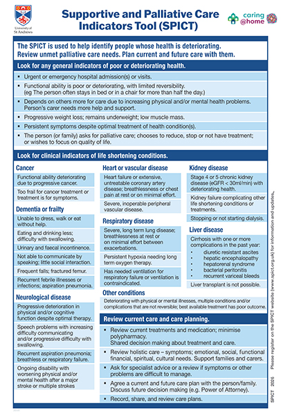 Thumbnail of Supportive and Palliative Care Indicators Tool (SPICT)