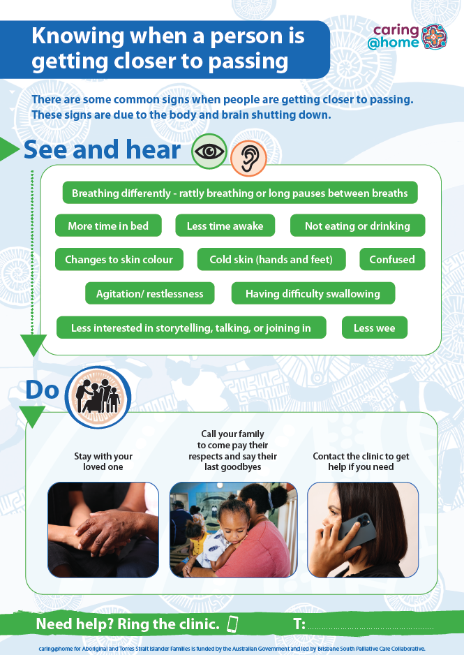 Thumbnail of Knowing when a person is getting closer to passing (for Torres Strait Islander families)