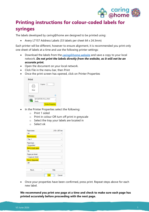 Thumbnail of Printing instructions – colour coded labels for syringes