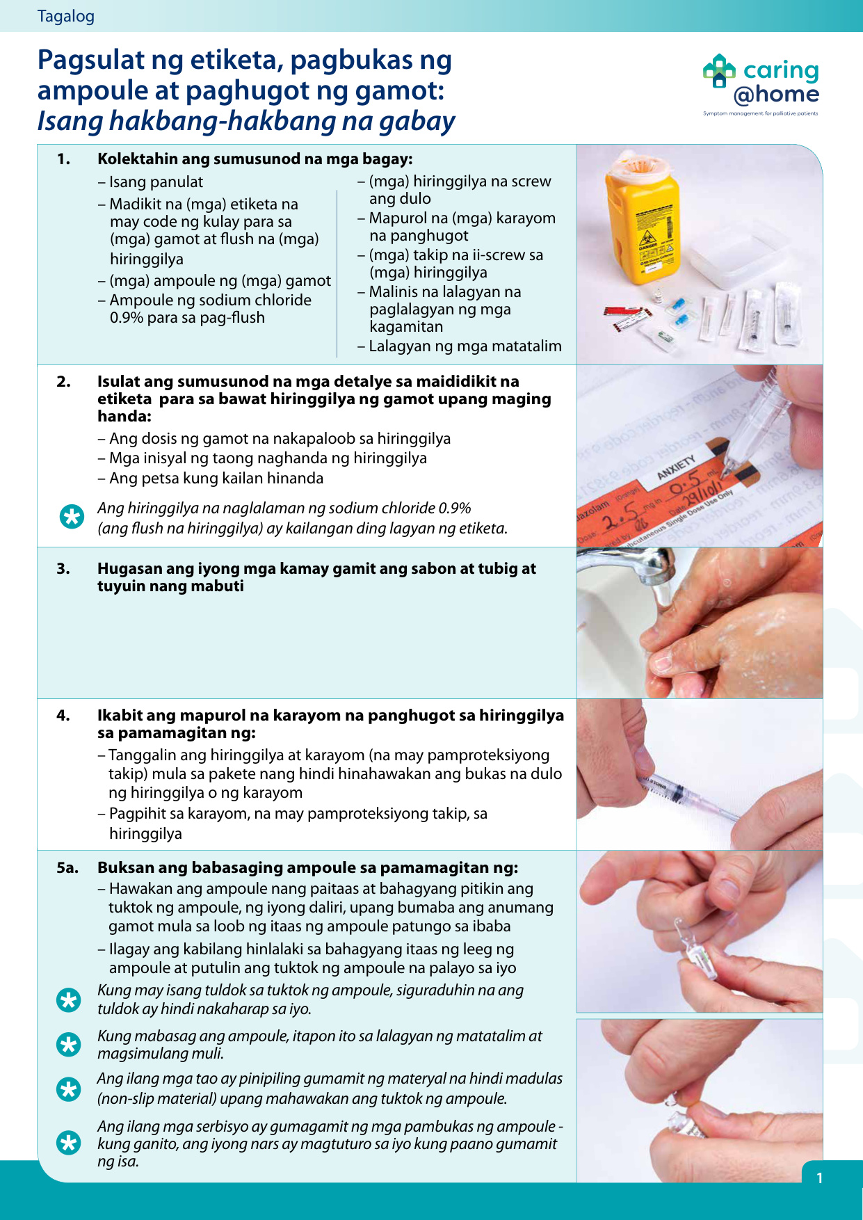 Thumbnail of Writing a label, opening an ampoule and drawing up medicine
