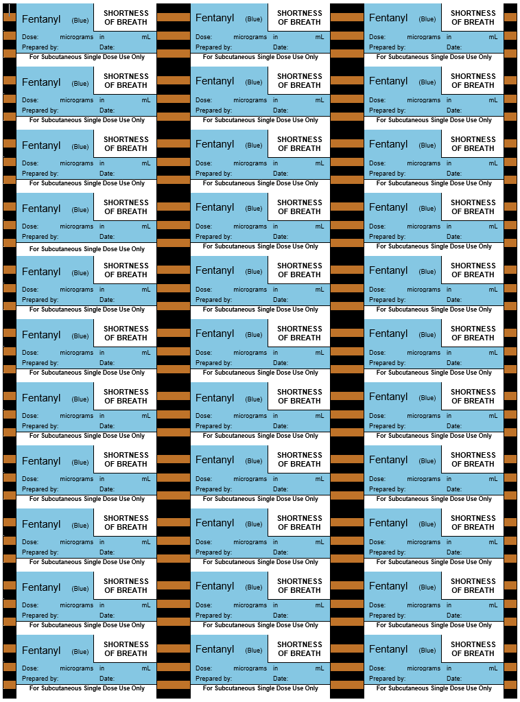 Thumbnail of Syringe labels: Fentanyl  shortness of breath labels (Standard Resources package)