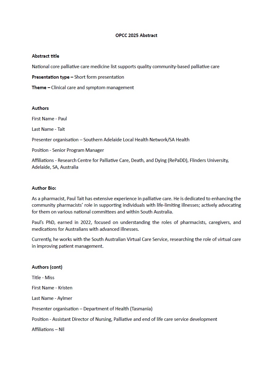 Thumbnail of National core palliative care medicine list supports quality community-based palliative care