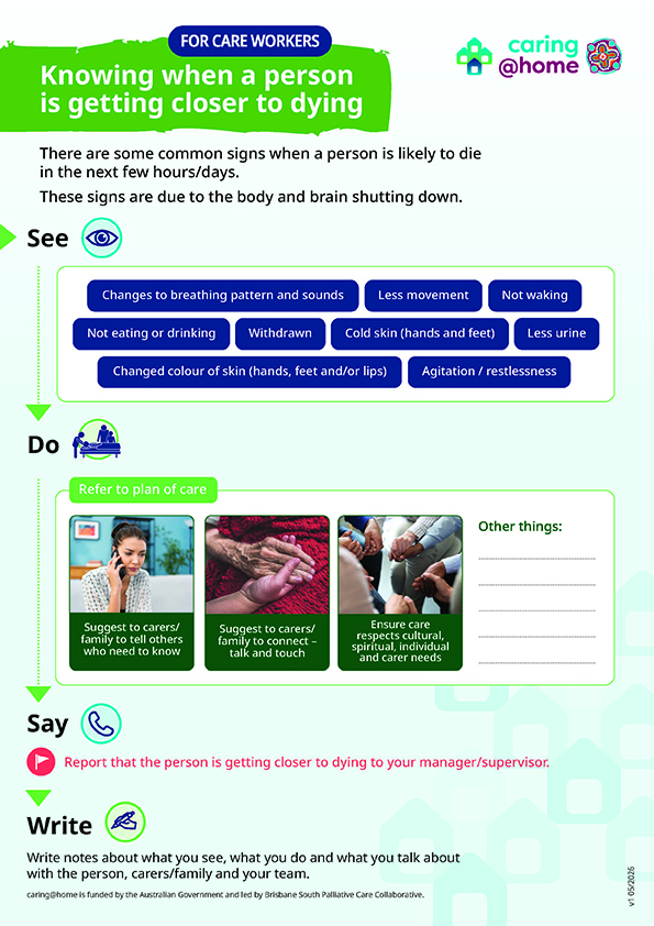Thumbnail of Knowing when a person is getting closer to dying/has died (for care workers)