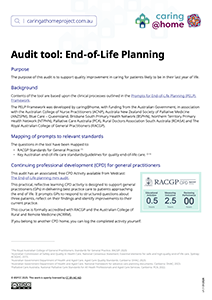 Thumbnail of Audit tool: End-of-life Planning