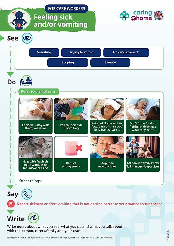 Thumbnail of Feeling sick and/or vomiting (for care workers)